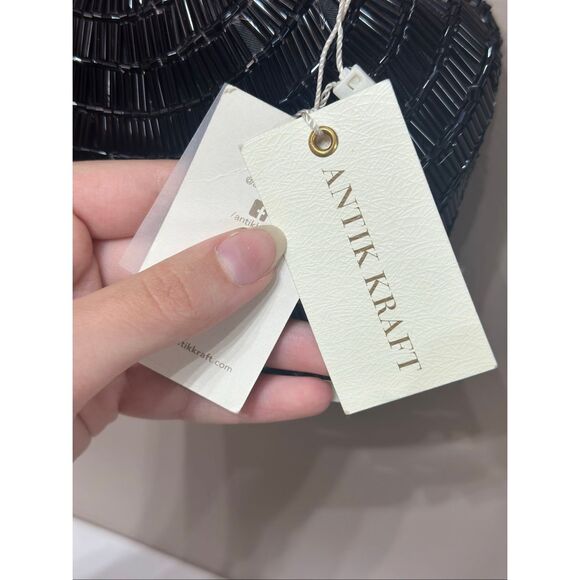 NWOT Antik Kraft Beaded Evening Black & Gold Purse Clutch Purse - Picture 6 of 6